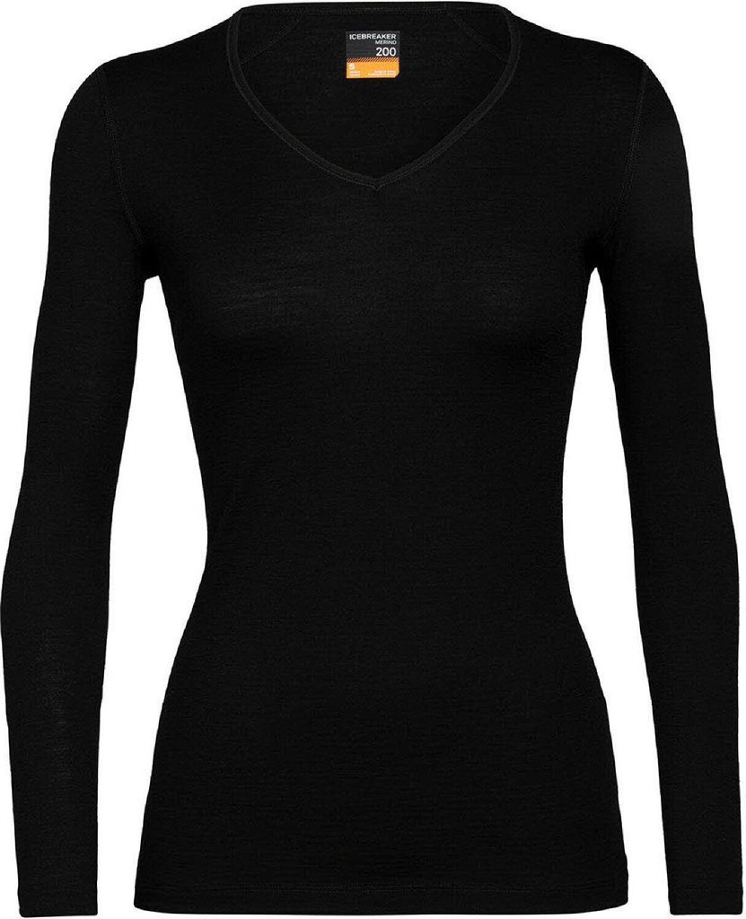 Icebreaker 200 Oasis V Neck Merino Langarm-baselayer Schwarz XL Frau Schwarz XL