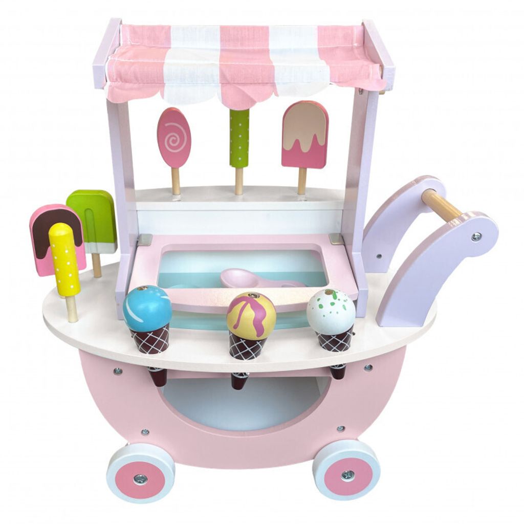 4iQ Carrello girello in legno per gelateria su ruote Immagine del prodotto 