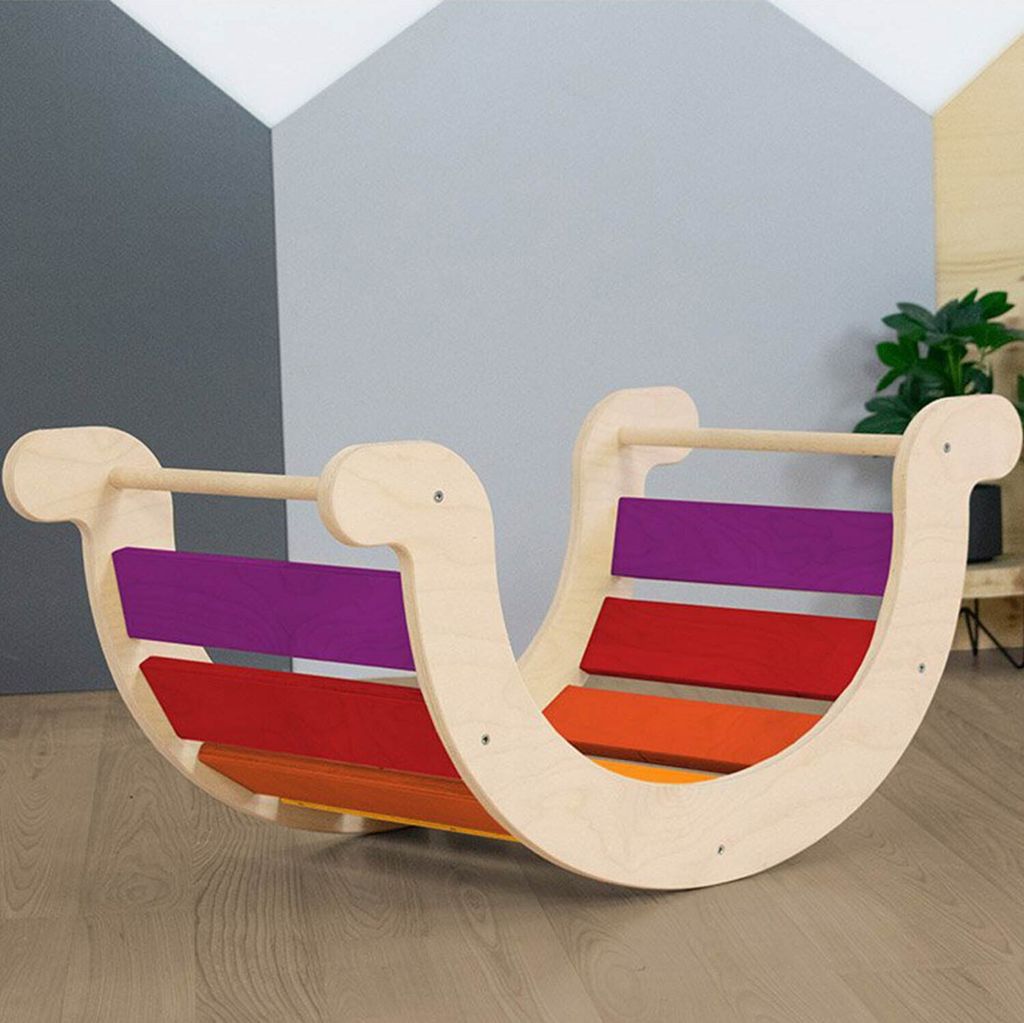 Children's Montessori Balance Swing YUPEE - Red rainbow