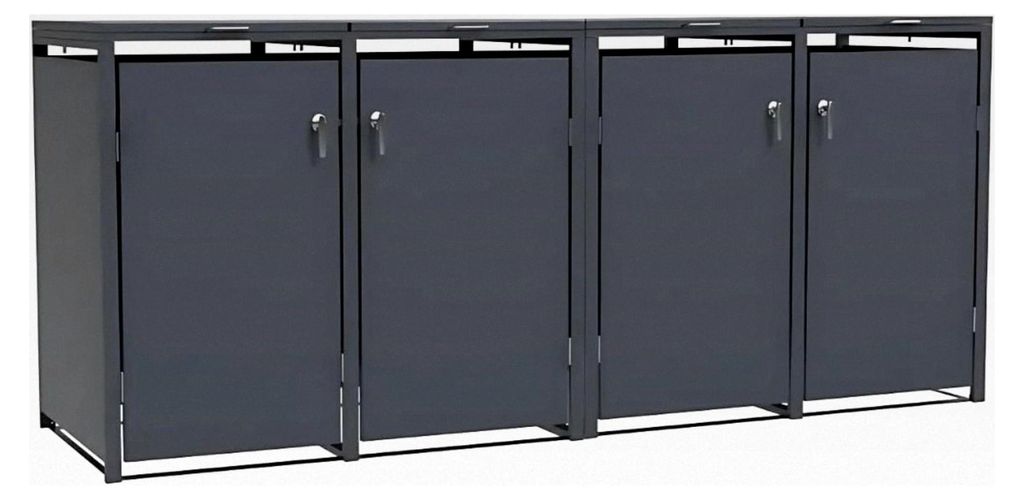 Mülltonnenbox, witterungsbeständig, abschließbar, Pflanzdach wählbar, für 4 Tonnen, Farbe: Anthrazit