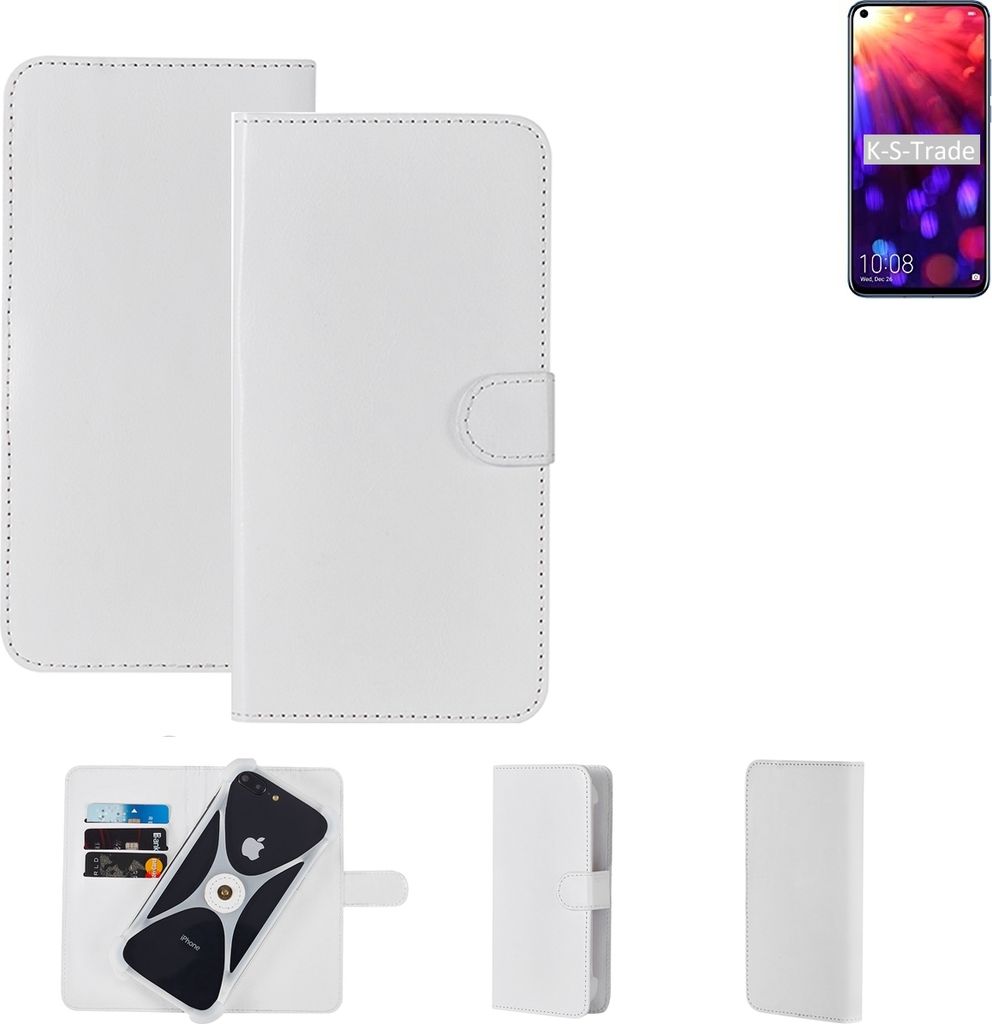K-S-Trade Handy Hülle Schutz Hülle kompatibel mit Huawei Honor View 20 Cover Case Bookstyle Bumper weiß 1x