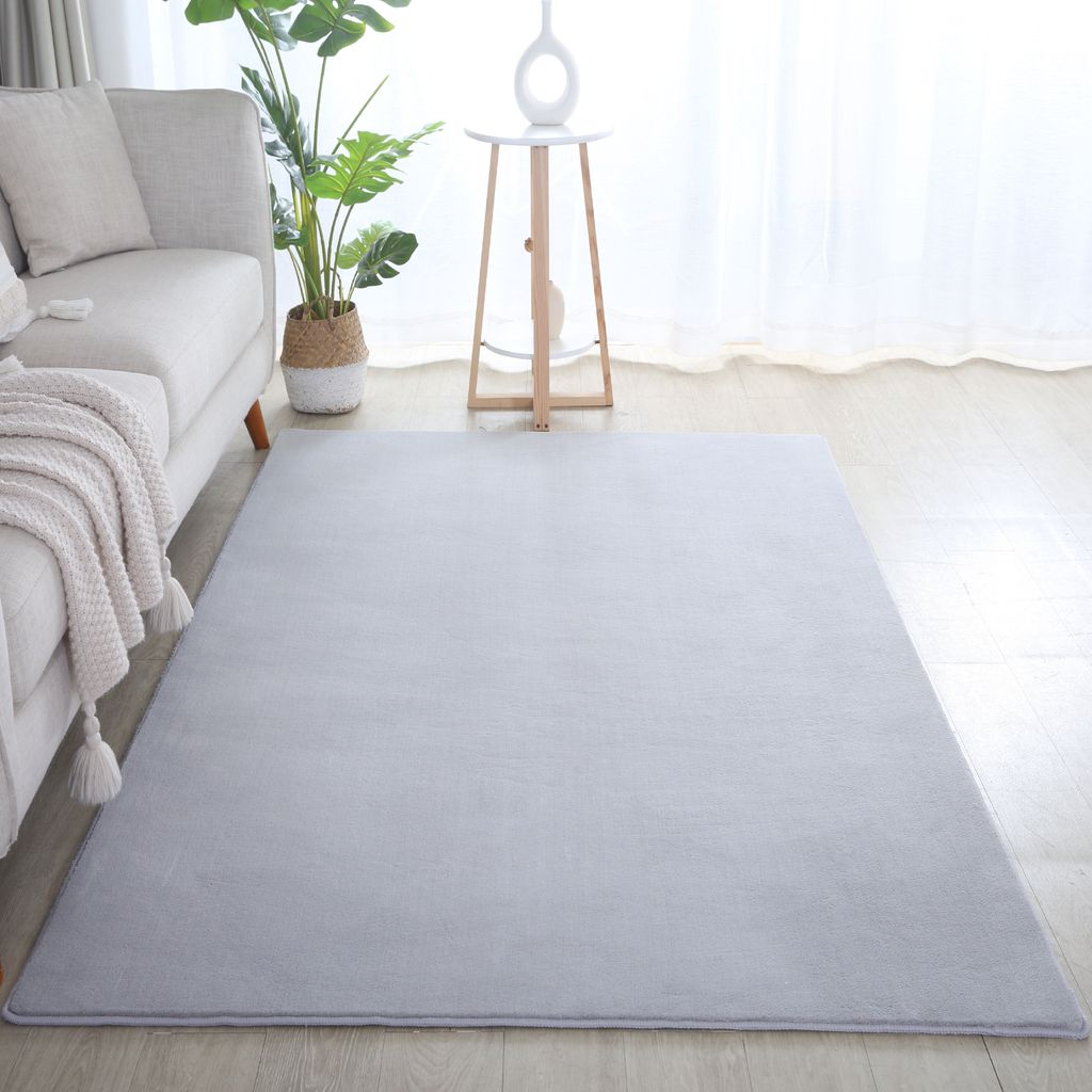 Teppich Läufer Wohnzimmer Silber 60x110 Unicolor - Einfarbig aus Polyester