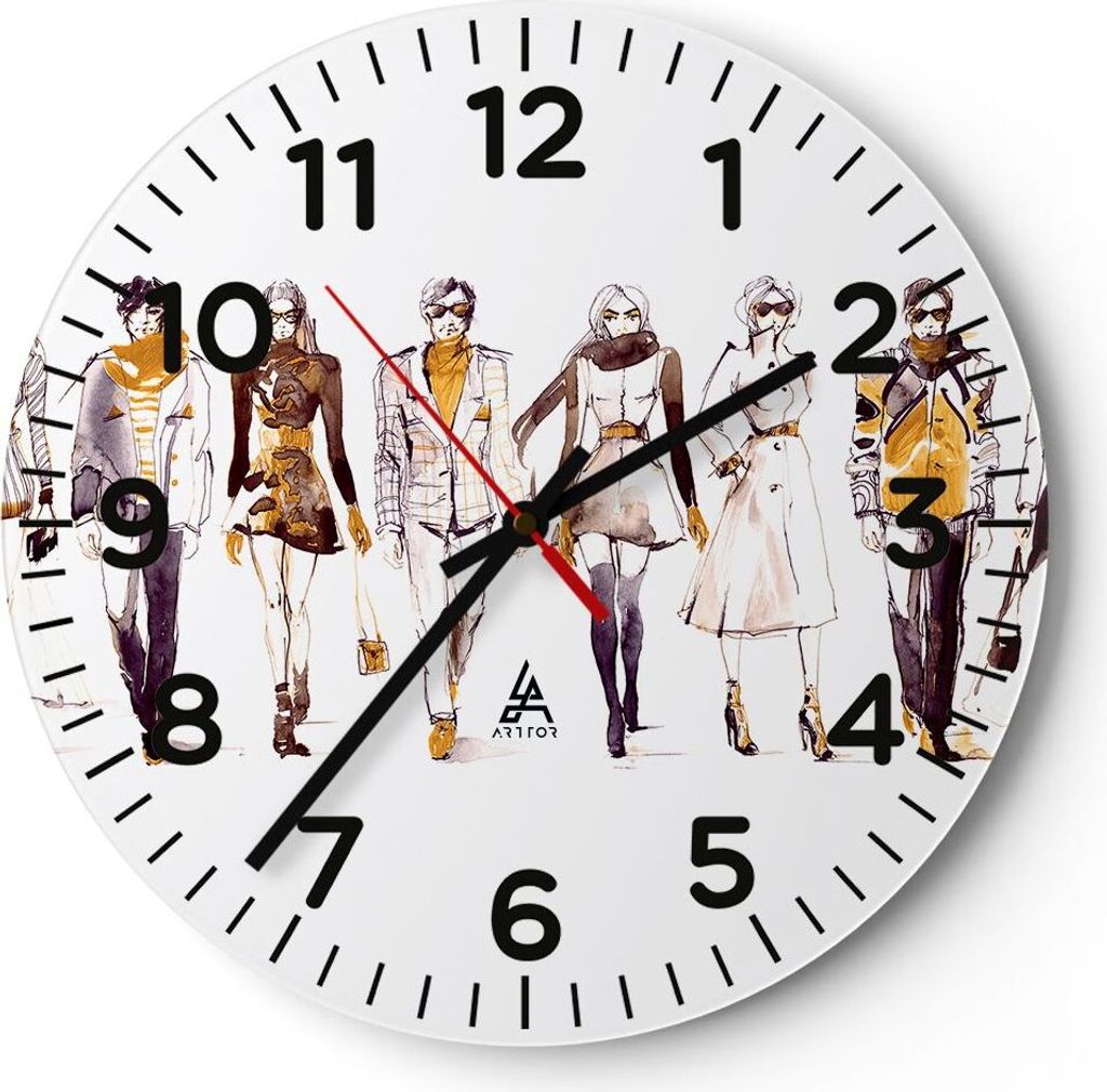 Wanduhr - Rund - Glasuhr - eleganc e Farbe weiblich Mannequins - 30x30cm - Schleichendes Uhrwerk - Lautlos - zum Aufhängen bereit - Dekoration Mod...