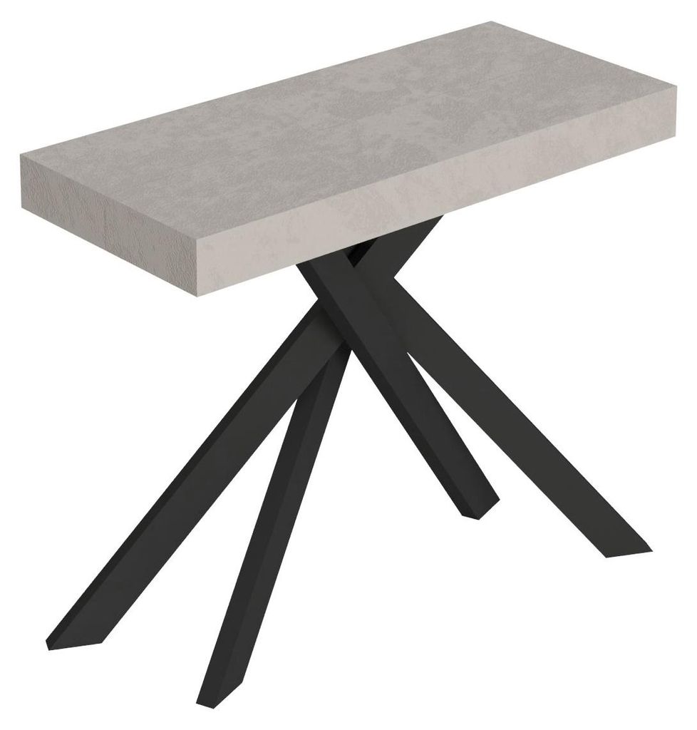 Ausziehbare Konsole 90x40/300 cm Saki Premium Kaschmir anthrazitfarbene Beine