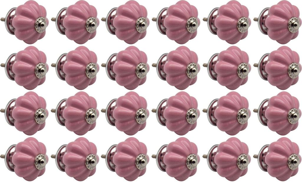 Nicola Spring Floral Keramik-Möbelknöpfe – Rosa – 24 Stück