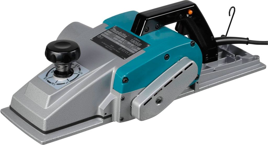 A studio shot of a Makita electric planer on a white background.