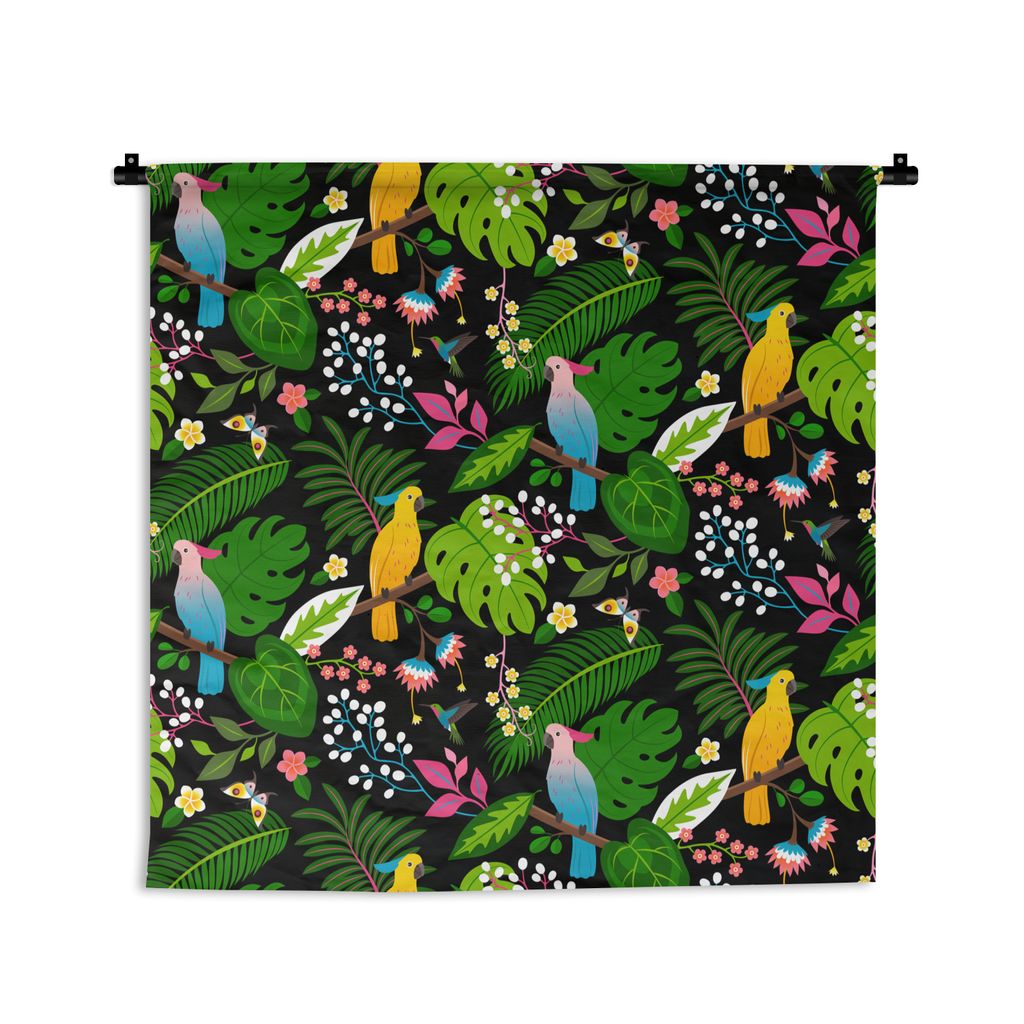 MuchoWow Wandteppich Wandbehang Papagei - Dschungel - Farben - Jungen - Mädchen - Kind 60x60 cm Tapisserie Dekoration Wandtuch - Dekorationen - ...