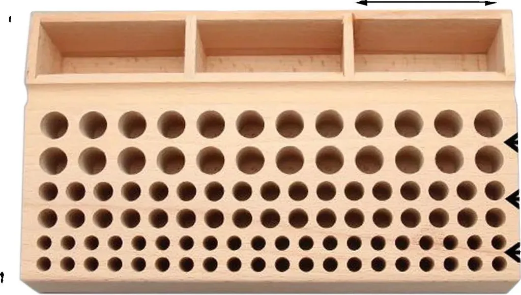 Organisateur d'outils 98 trous en bois premium pour pinceaux et forets