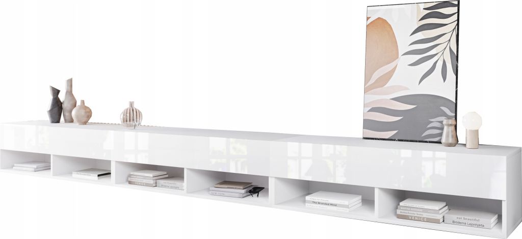 Tavolino per TV CALIBURI 300 - bianco / bianco lucido Immagine del prodotto 