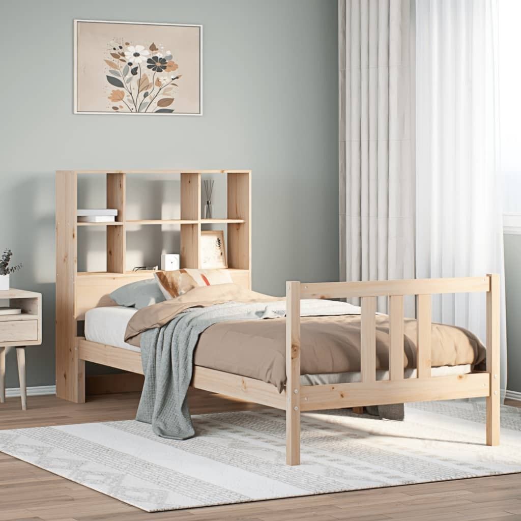 Maison Exclusive - Massivholzbett mit Regal ohne Matratze 90x190 cm Kiefernholz