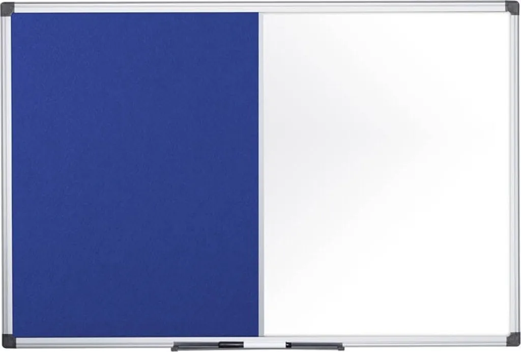 Tableau blanc magnétique et feutre bleu 90x60 cm avec cadre aluminium