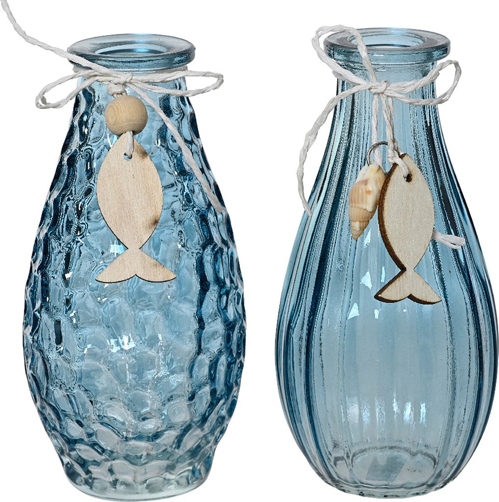 Vase 14cm Glas 1 Stück sortiert Blau Transparent Produktbild 