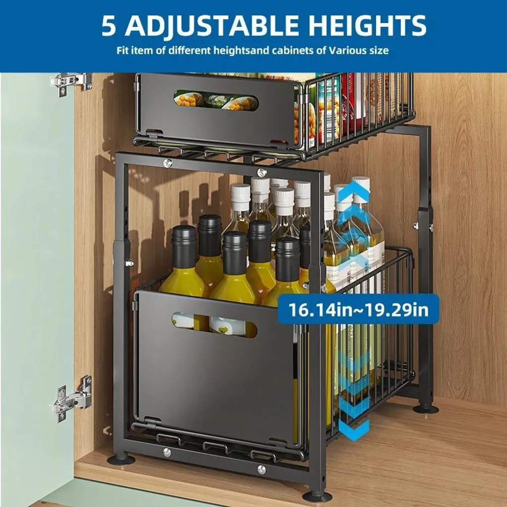 Étagère de rangement sous évier multifonction en acier pour cuisine et bain