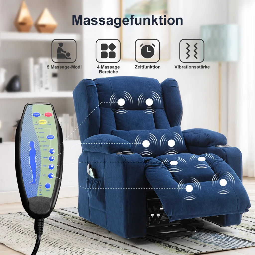 Soulagez votre dos avec le fauteuil de massage relevable bleu USB