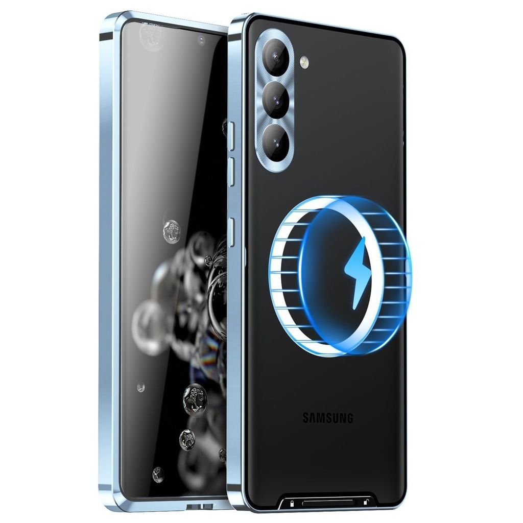 Für Samsung Galaxy S24 Magnetische Magsafe Metall Design Schutz Cover Case Blau