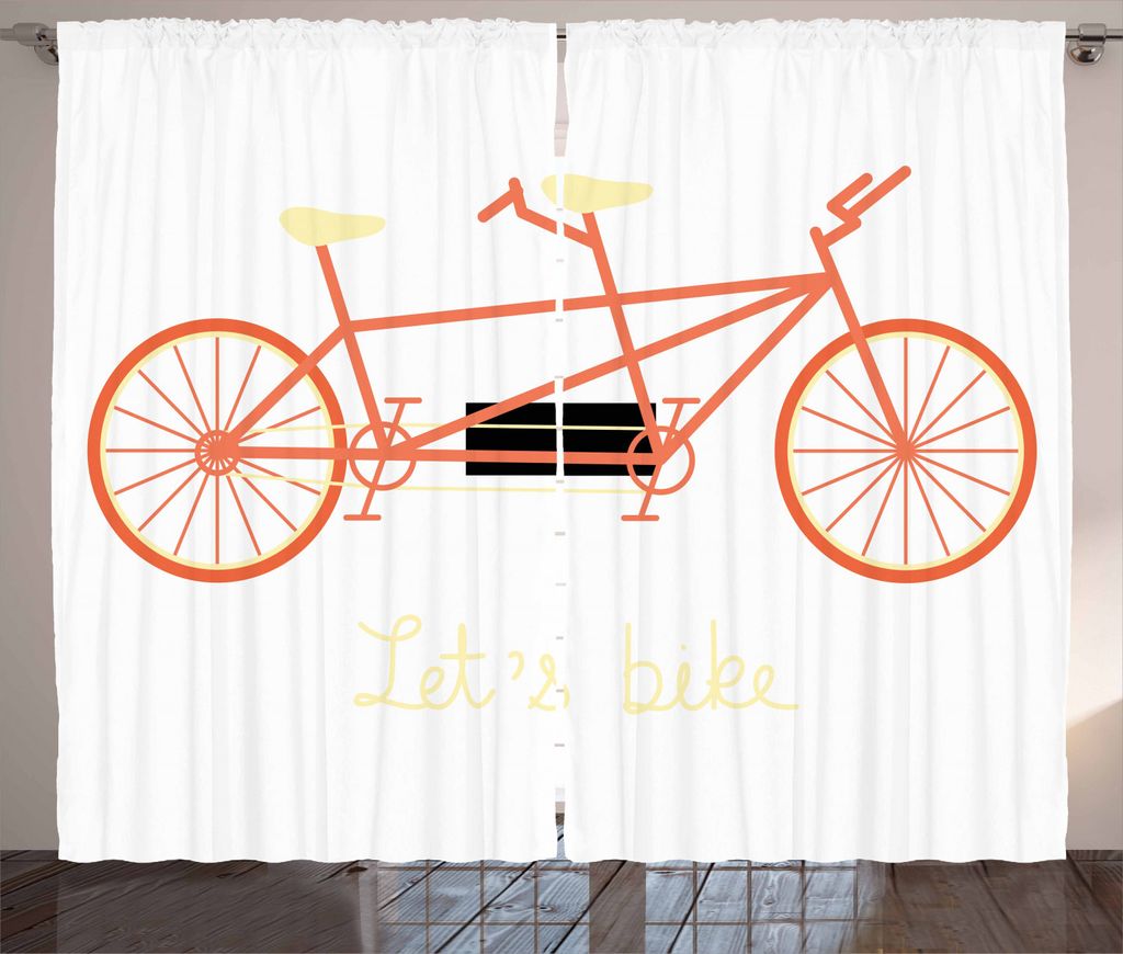 ABAKUHAUS Fahrrad Rustikaler Gardine, Lässt Fahrrad Retro Fahrzeug, Schlafzimmer Kräuselband Vorhang mit Schlaufen und Haken, 280 x 225 cm, Hellg...