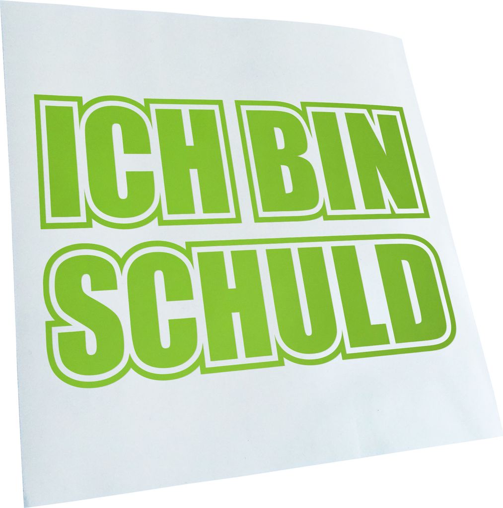 Kiwistar - Autoaufkleber - lindgrün - 40 x 28 cm - ICH Bin Schuld - Heckscheibenaufkleber - Aufkleber für Auto Kfz Fahrrad, LKW, Truck Mofa