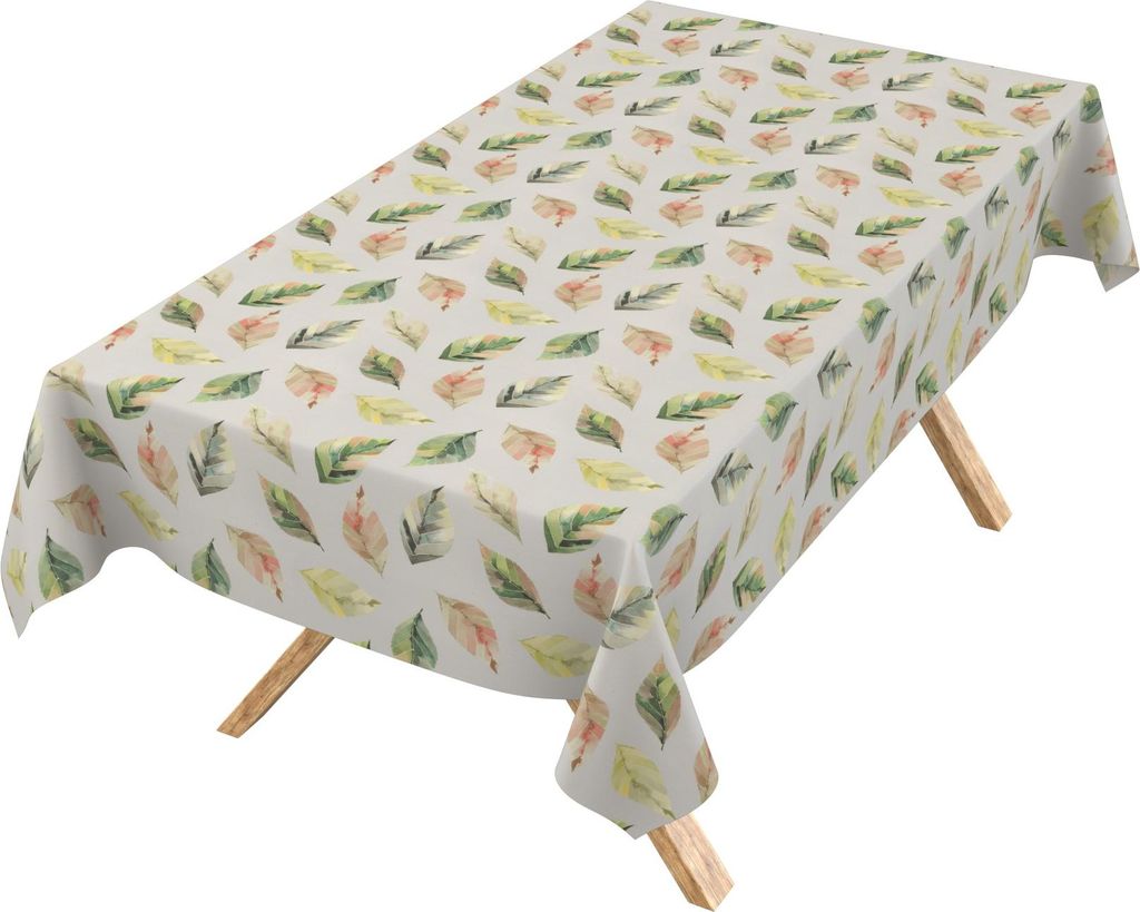 Tischdecke 3.0 Aquarell Blätter Grün 180x140cm Schnittkante Wachstuch abwaschbar