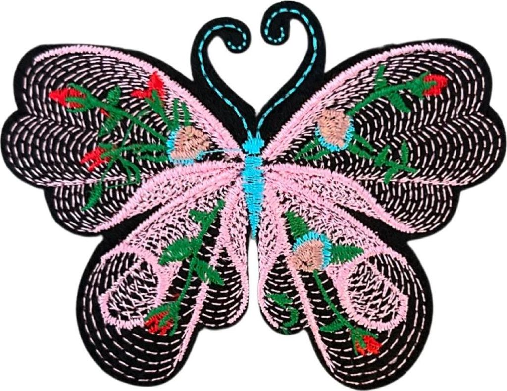 Schmetterling-Emblem-Aufnäher zum Aufbügeln, künstlerisches Rosa