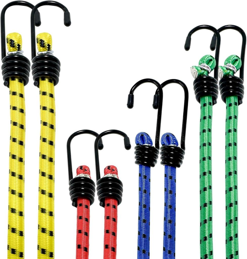 elastische Bungee-Seile mit Haken – Längen 40/60/80/100 cm, multifunktionale Gummiseile für Fahrräder/Gepäck