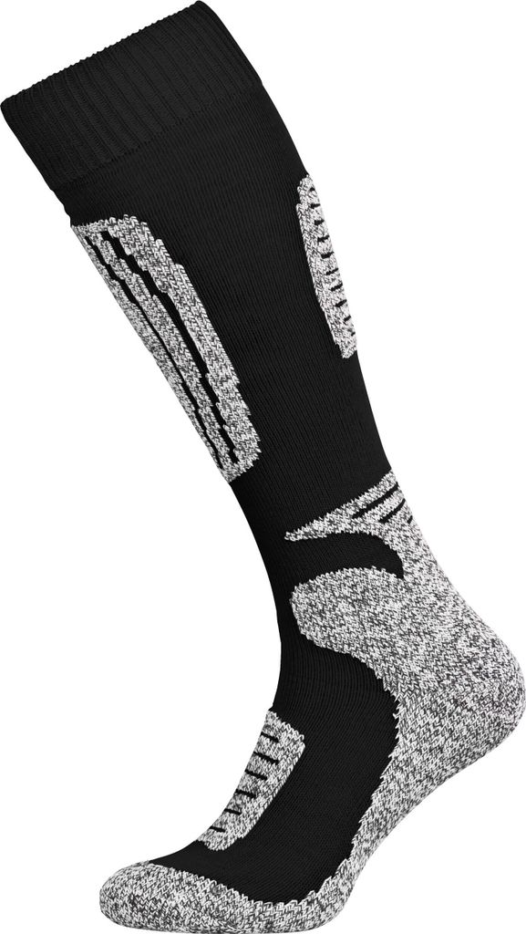 Tobeni 2 Paar Damen Herren Skisocken Funktionssocken Snowboardsocken Winter-Socken Unisex, Farbe:Schwarz-Grau, Grösse:47-50