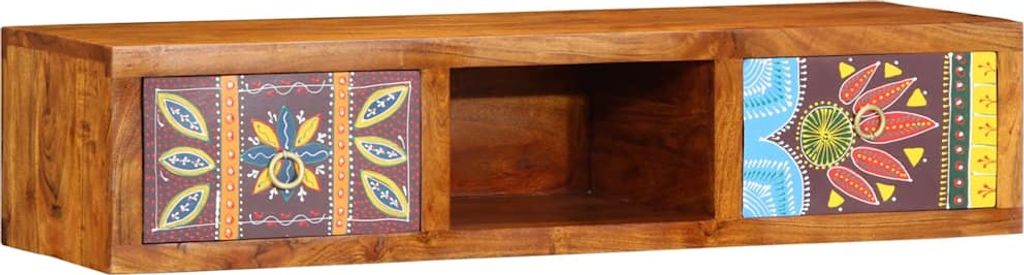 "2026 MODERNE" TV-Wandschrank elegantes Design - Fernsehschrank, Wohnzimmer - Mehrfarbig 100x30x22cm Massivholz Akazie - CD- & DVD-Regale NeuMöbel...
