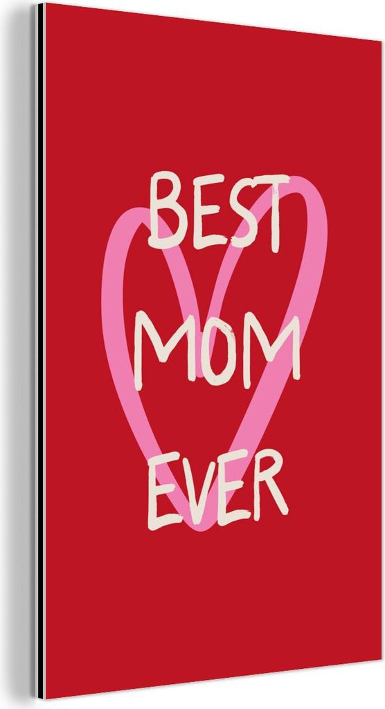 MuchoWow Wanddekoration Metall Metallbild Wandkunst 20x30 cm Mutter - Zitat - Herz - Rot MuchoWow Aluminium Gemälde - Alu Dibond Bild