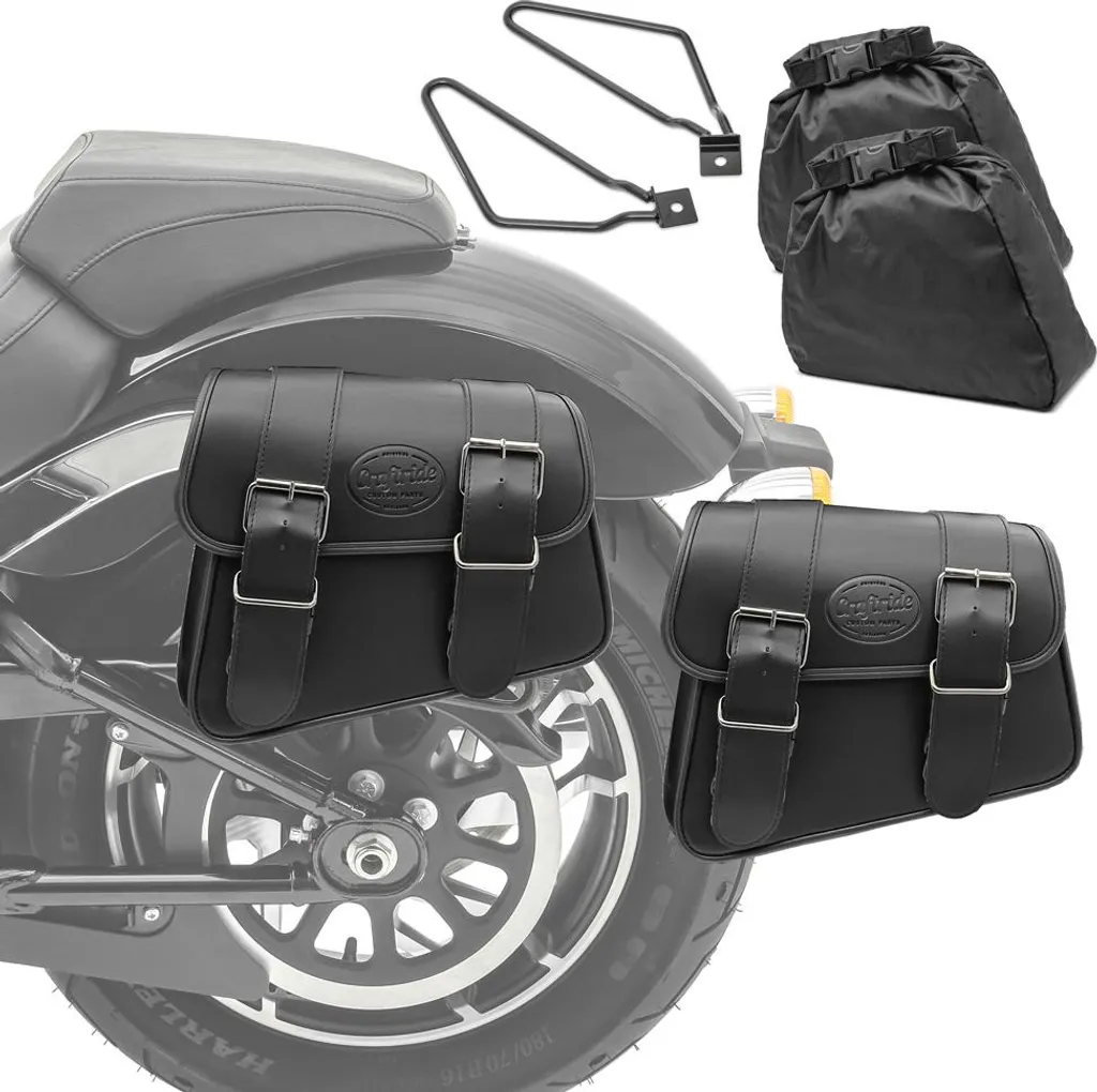 Sacoches cavalières moto noir Montana et kit de supports de fixation