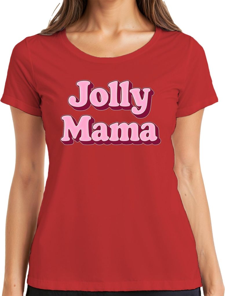Jolly Mama Geschenk für Mama Muttertag Retro Schriftzug Pink Damen T-Shirt, Rot, XL