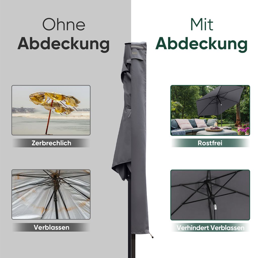 VIDAXL Housse De Parasol Avec Fermeture Eclair PE 250 Cm