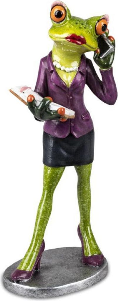 Dekofigur Frosch aus Froschhausen - Kunststein grün - Managerin