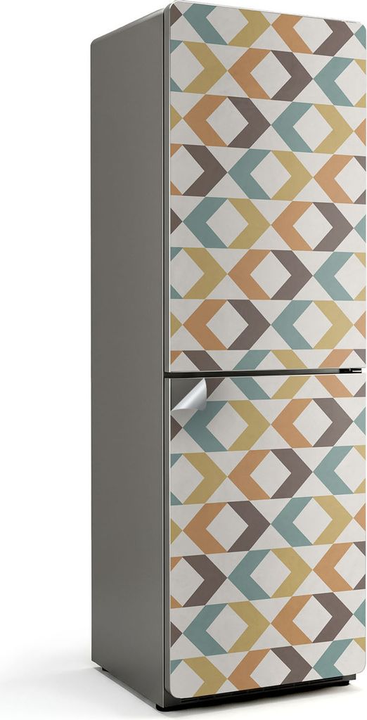 Abstraktes geometrisches Muster – Kühlschrank Aufkleber – Klebefolie Kühlschrank – Kühlschrank Nachbildung – Kühlschrankfolie selbstkle...