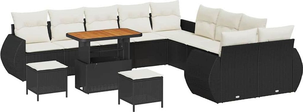 vidaXL Gartensofa-set 13 pcs Schwarz Poly-Rattan