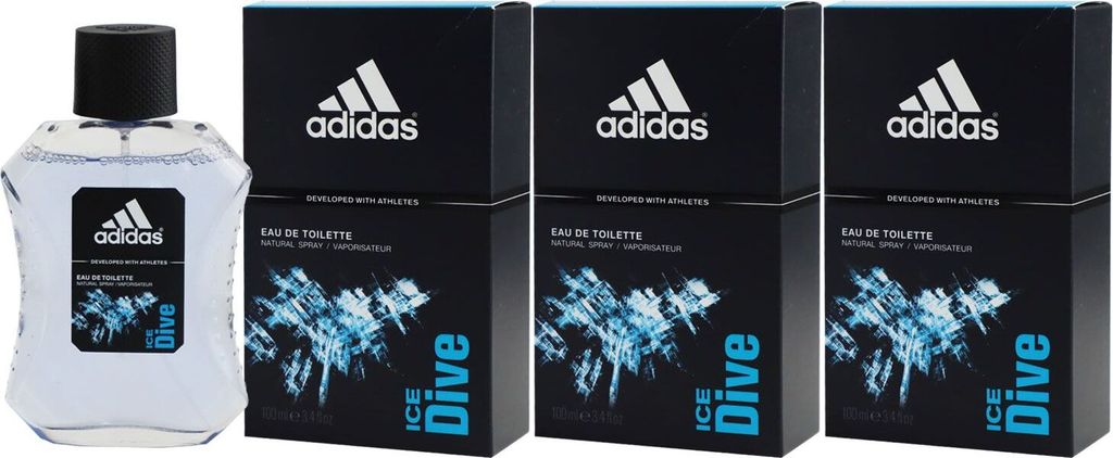 3 x Adidas Ice Dive je 50ml Eau de Toilette for man frischer langanhaltender Duft