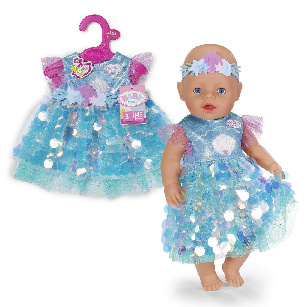 BABY born Meerjungfrau-Outfit mit Paillettenkleid & Haarband für 43 cm Puppen