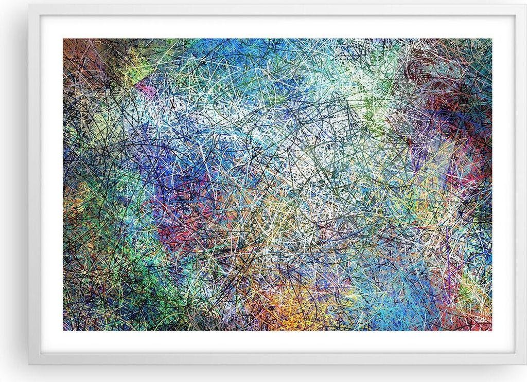 Gerahmtes Poster - Weißer Rahmen - Abstraktion modern - 70x50 cm - Wand Bild - Wanddeko - Wandbilder - Kunstposter - Wandposter - Bilderrahmen - B...