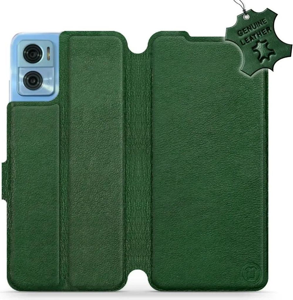 Echtleder Handyhülle für Motorola Moto E22, Mobiwear Leather, Grün