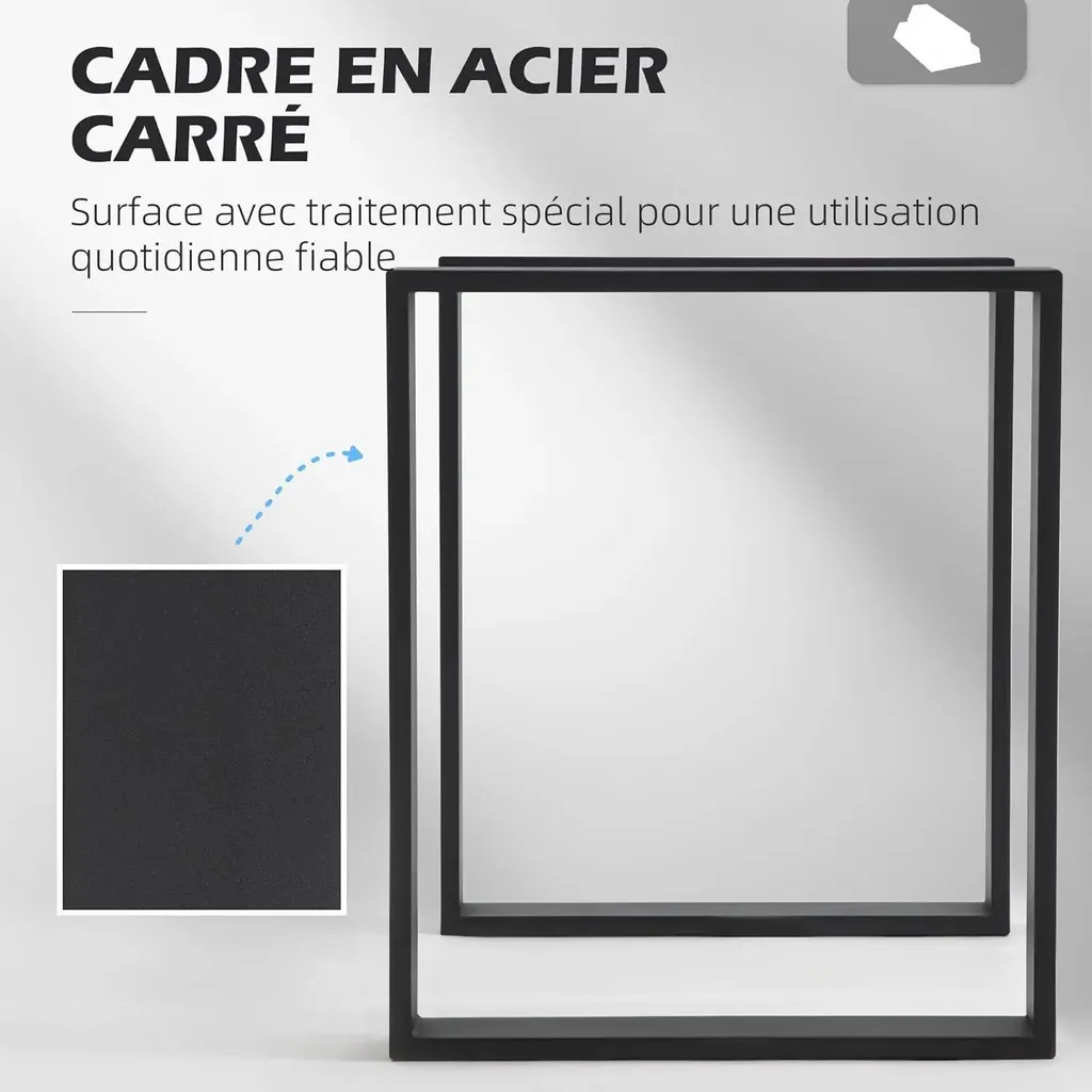 Pied de table stable et robuste noir 60x72 cm contre les meubles instables
