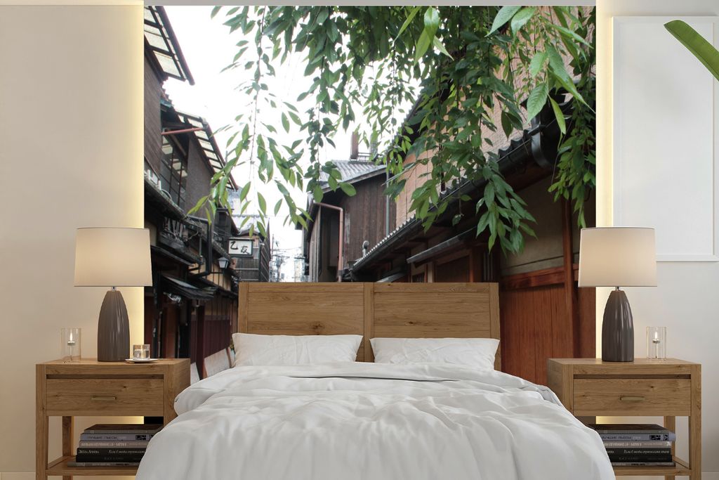MuchoWow Fototapete für Wohnzimmer oder Schlafzimmer Wandtapete Vinyl Motivtapete Traditionelle Architektur in Kyoto in Japan - 260x260 cm - Pap...