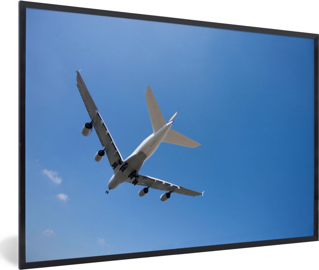 MuchoWow MuchoWow Gerahmtes Poster Flugzeuge fliegen in den klaren blauen Himmel 60x40 cm - Poster mit zchwarzem Bilderrahmen - Printing - Wand...