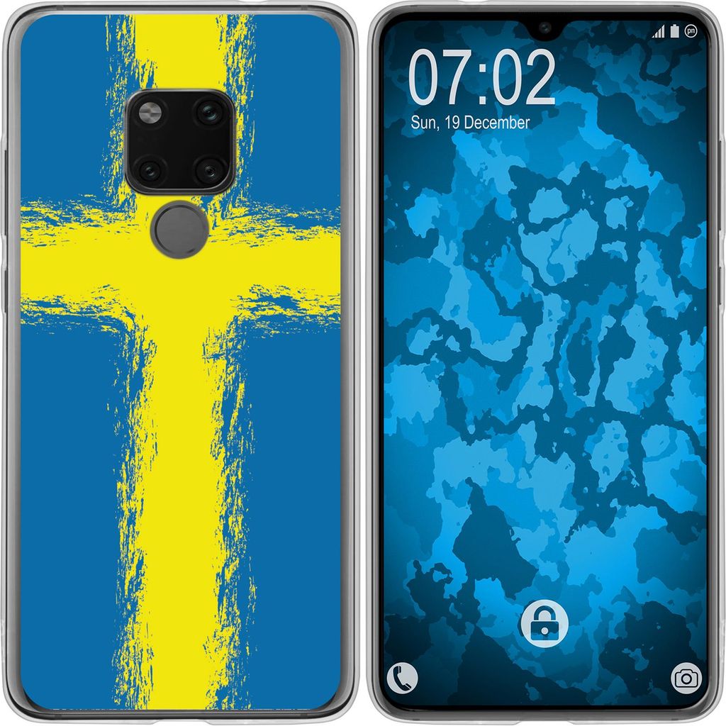 PhoneNatic Case kompatibel mit Huawei Mate 20 Silikon-Hülle WM Schweden M12