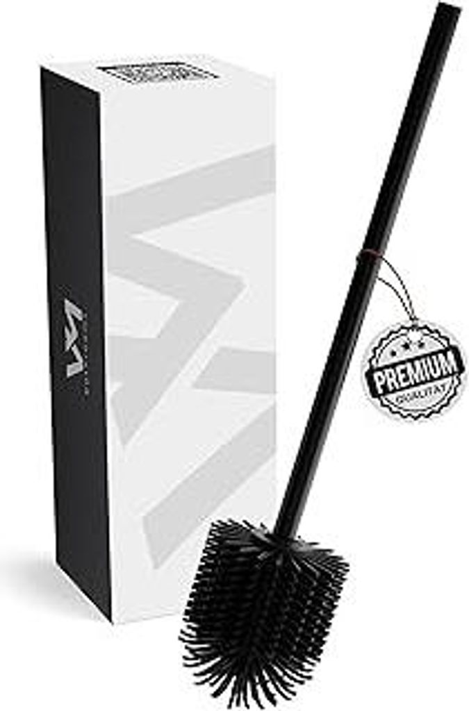 Ersatz WC-Bürste Ø 7,5 cm aus Silikon – Klobürste mit schwarzen Borsten – Toilettenbürste mit Stiel in besonderer Optik – Ersatzklobürst...