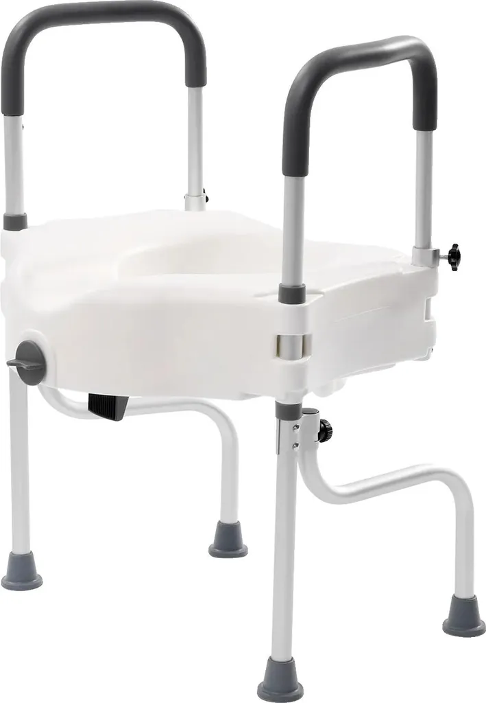 Cadre de Toilette pour Mobilité avec Accoudoirs Réglables en Blanc - T10