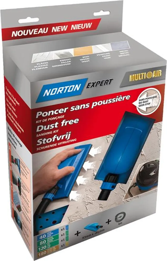 Kit de ponçage manuel Norton Expert 93x185 mm avec aspiration intégrée