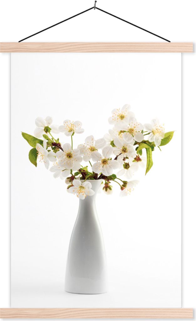 MuchoWow Textilposter Stilleben - Vase - Blumen 40x60 cm mit holzfarbenen Rahmen - Poster