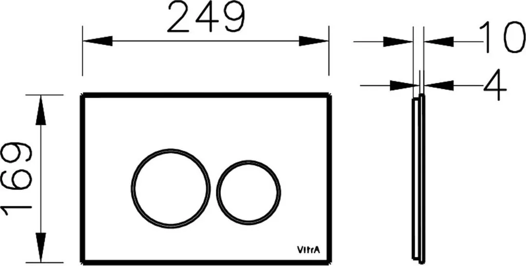 Plaque de commande WC verre blanc 249x169mm double fonction Origin