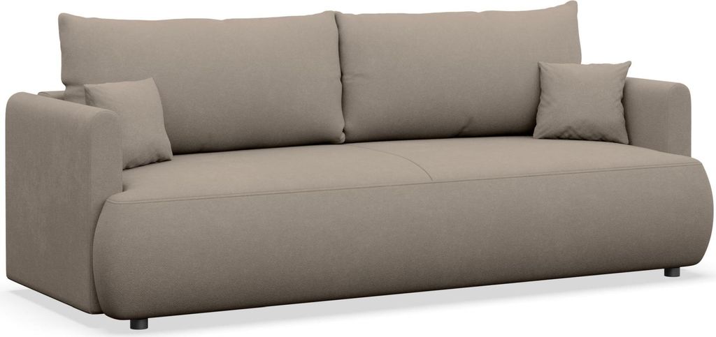 Selsey Ovo Mini – 3-Sitzer Schlafsofa mit Bettkasten, Chenille Easy-Clean, graubeige