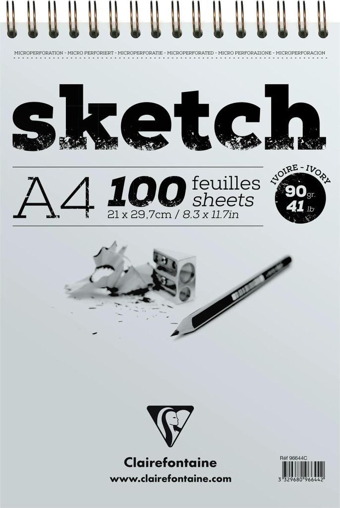 Clairefontaine 5x Sketch, Skizzenblock A4 , 100 Blatt Elfenbein 96644C