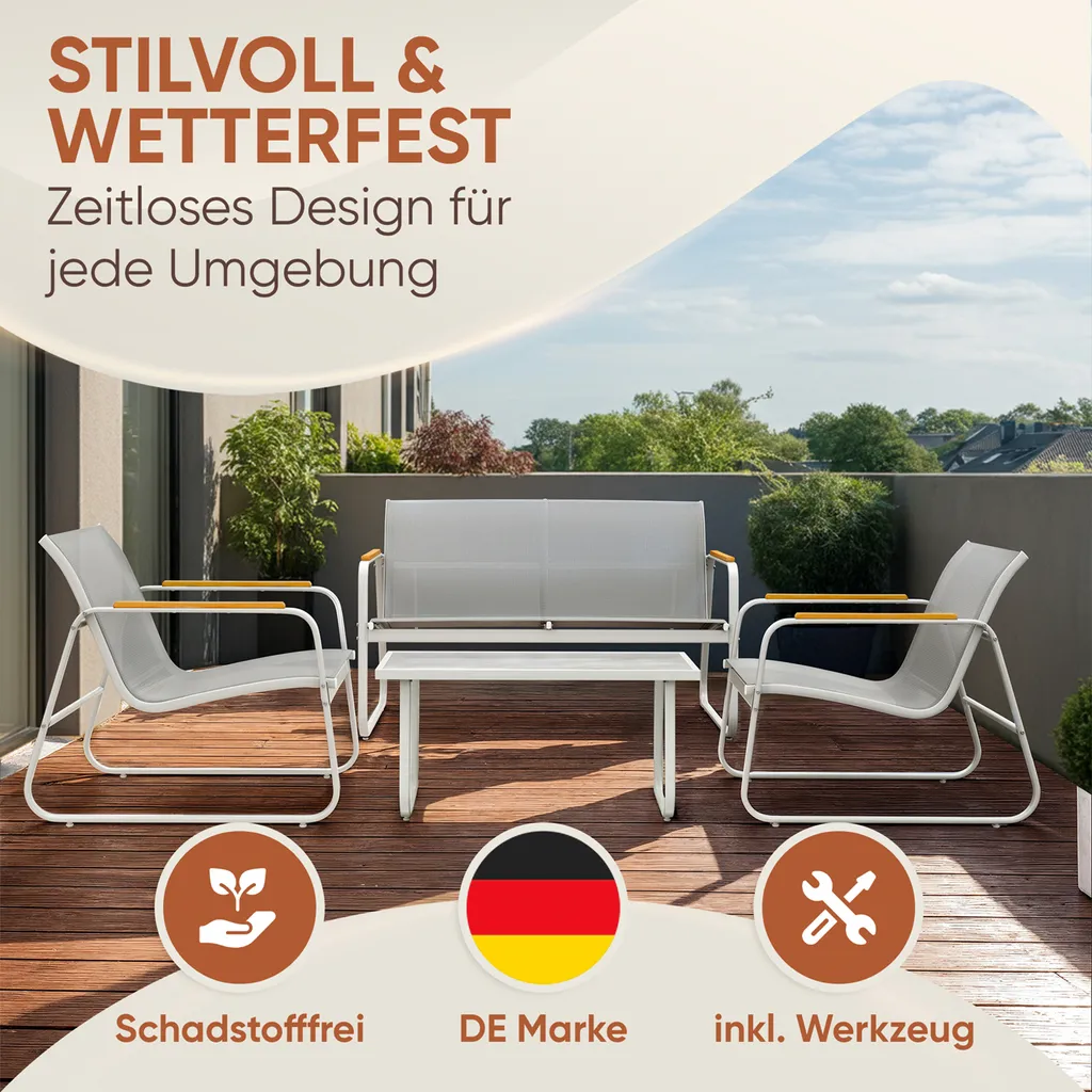 Mobilier de Terrasse Blumtal pour 4 Personnes - Set Lounge de Jardin Complet - 6