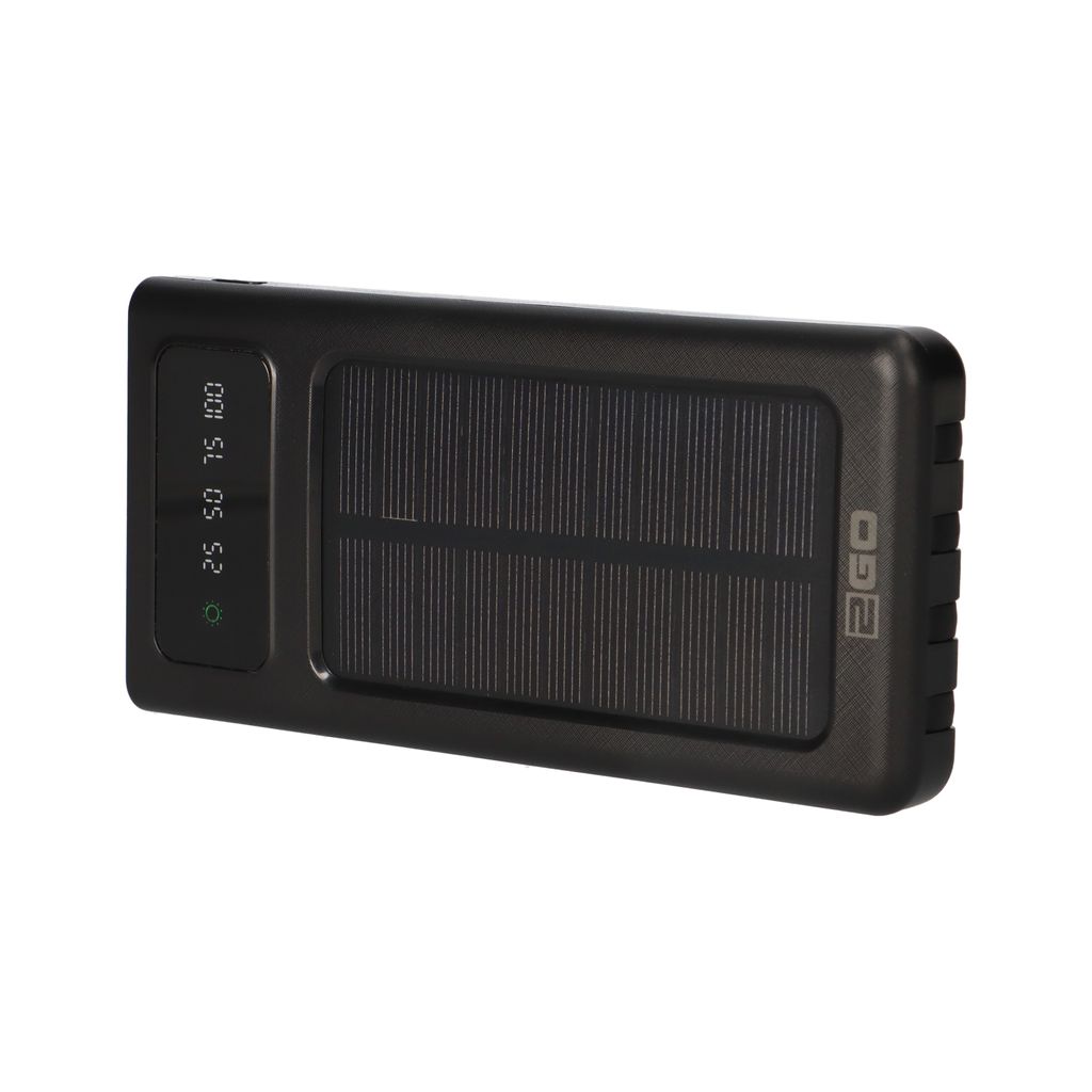 2GO Powerbank Solar 10000mAh s LED svítilnou černá Obrázek produktu 9